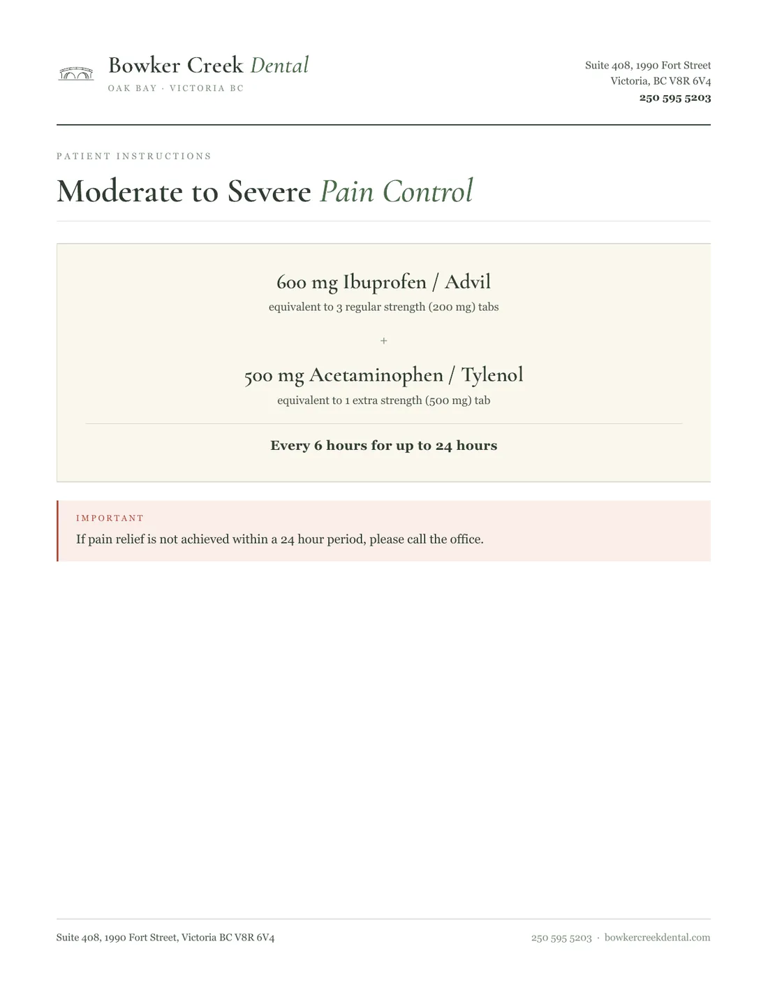 Moderate to severe pain control handout