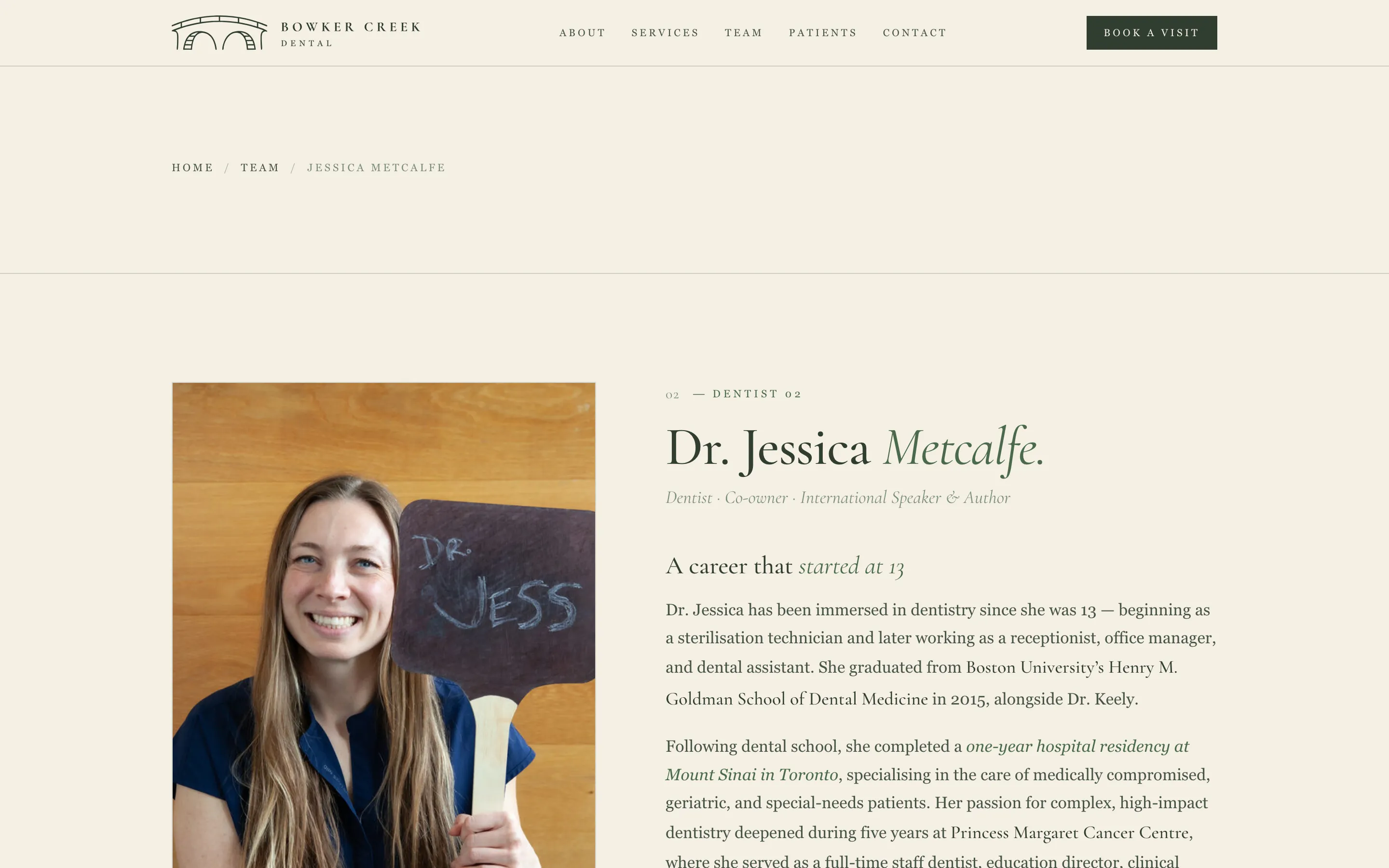 Dr. Jessica Metcalfe’s bio page with her portrait