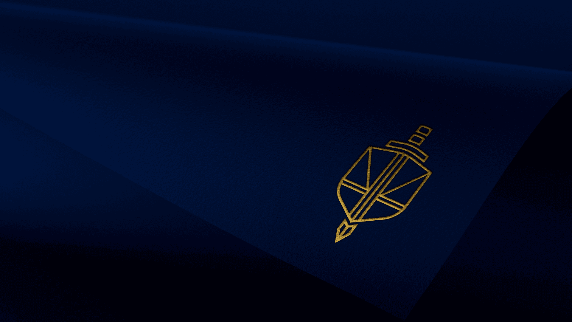 The gold Horricks Law shield mark on deep navy