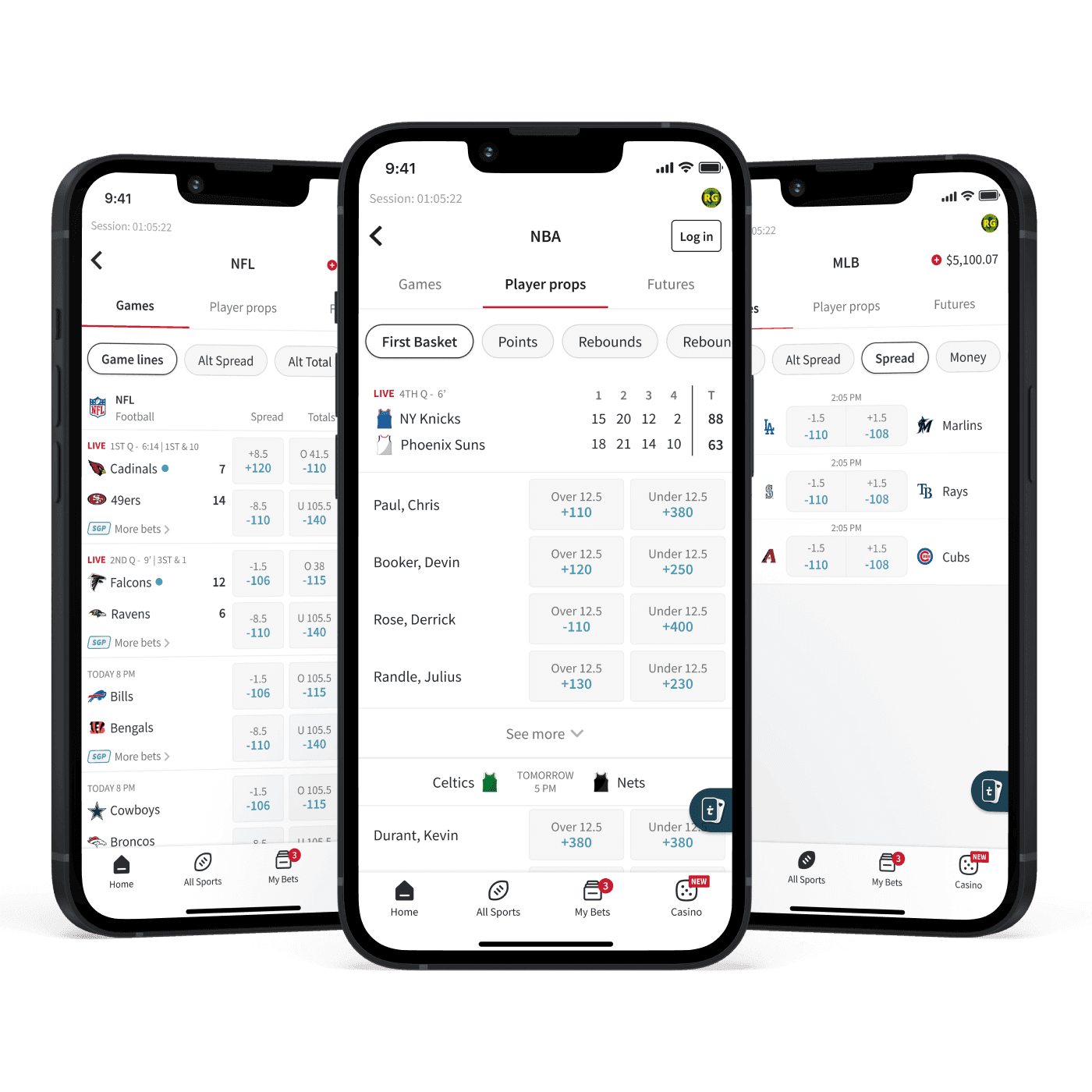 League-specific sportsbook page with in-context betting