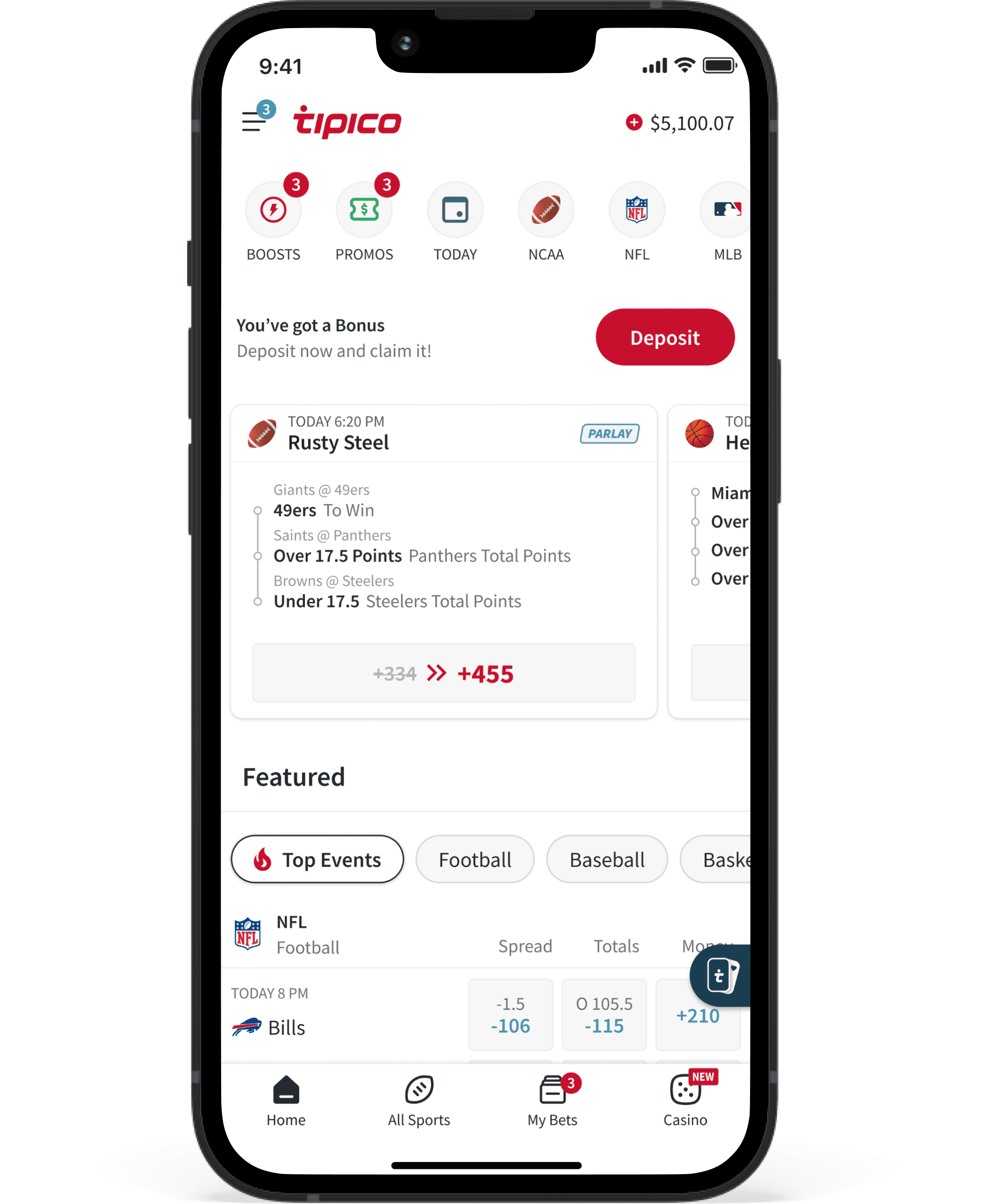 Redesigned Tipico lobby with popular bets and Quick Parlays
