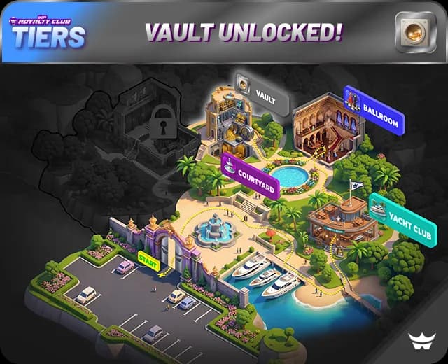 Royalty Club tier map with the vault unlocked