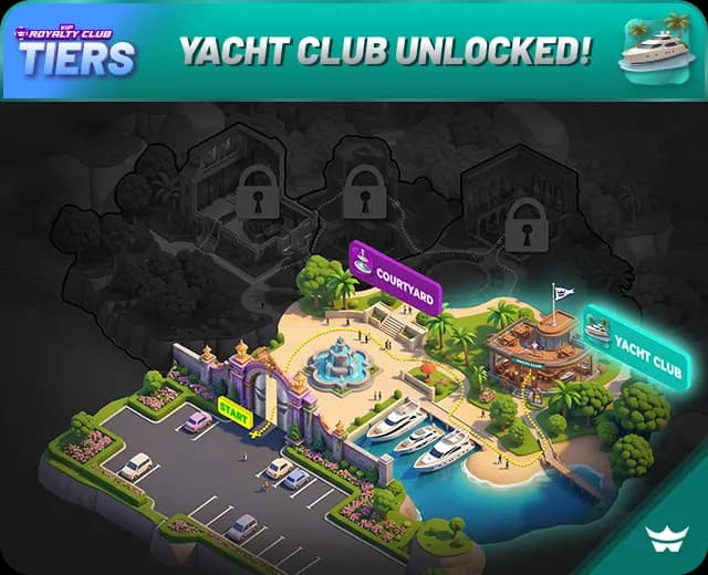 Royalty Club tier map with the yacht club unlocked