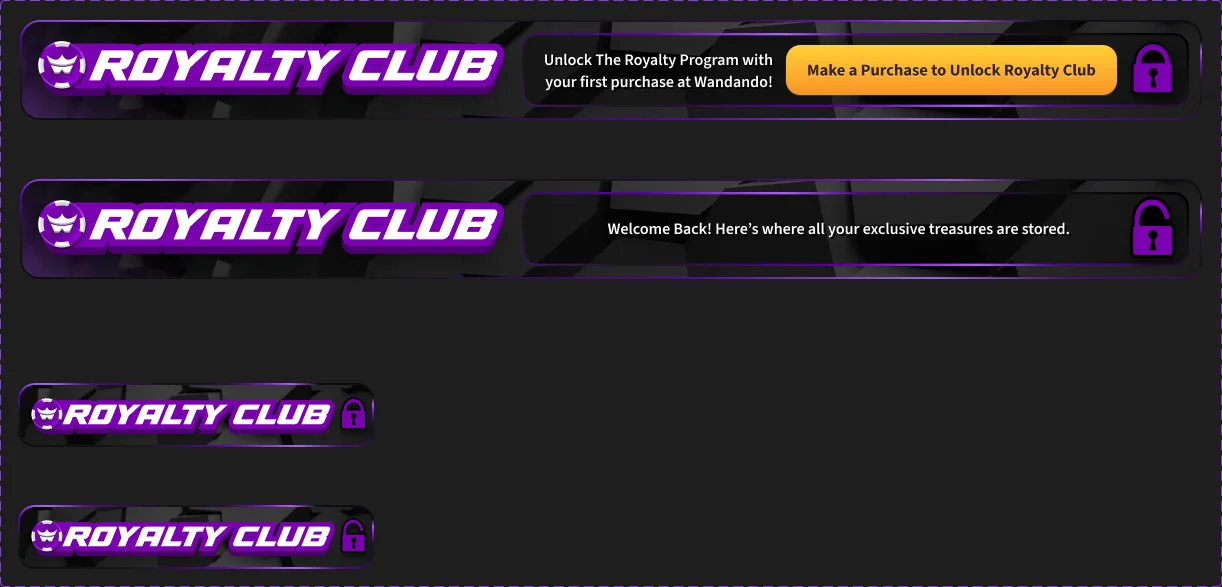 Royalty Club header, locked and unlocked